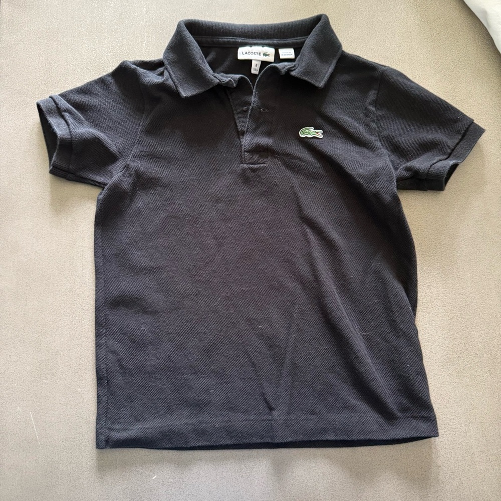 Lacoste Boys Black Polo Shirt Classic Short Sleeve